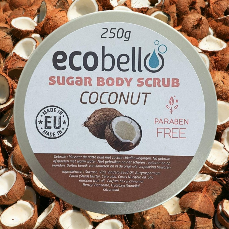 bijeenkomst weten rol Ecobello Sugar Body Scrub Coconut, parabeenvrij, SLS vrij