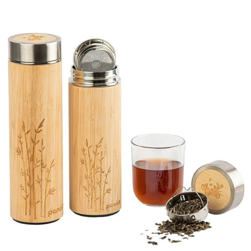 Bamboo Thermos Cup, incl. colino per tè rimovibile, 360 o 480 ml