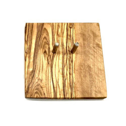 Wandhouder voor scheermes – olijfhout 9x9 cm | Boorvrije bevestiging | Voor veiligheidsscheermessen & douchegebruik