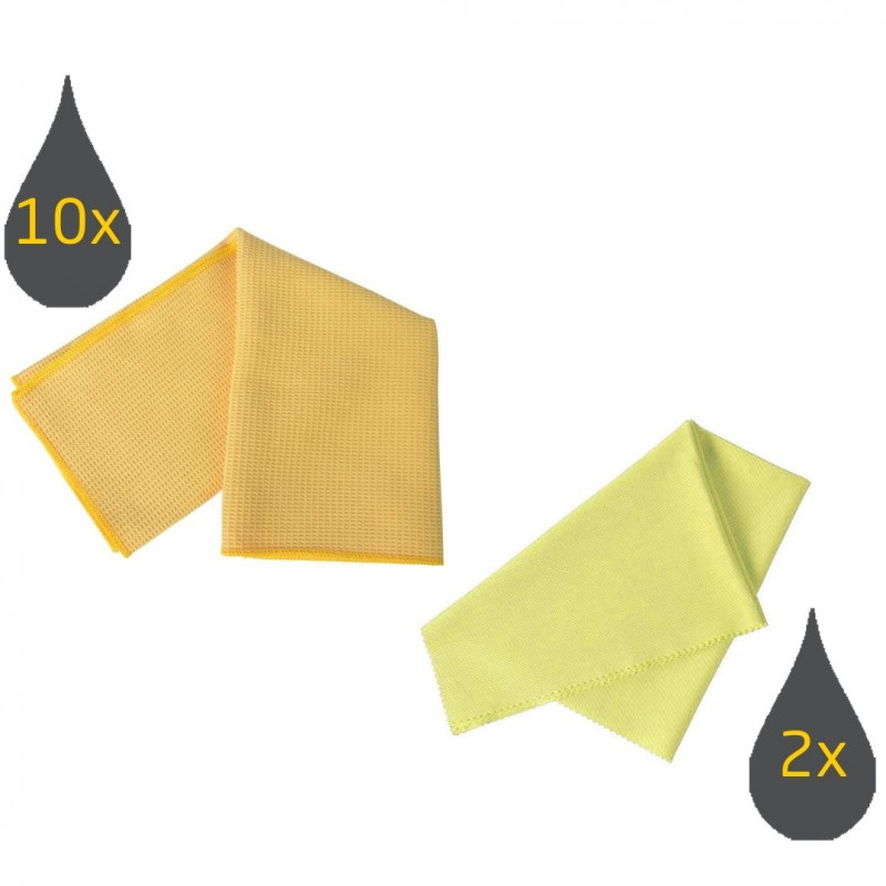 Ecobello Paquet 10 x Gaufre de serviette de cuisine + 2 x Jaune verre